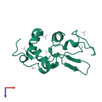 Lysozyme C in PDB entry 4lzt, assembly 1, top view.