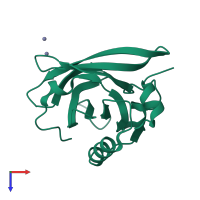 PDB entry 4lzv coloured by chain, top view.