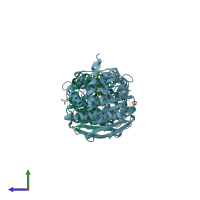 PDB entry 4m0r coloured by chain, side view.