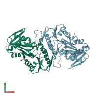 PDB entry 4m0u coloured by chain, front view.