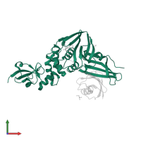 Papain-like protease nsp3 in PDB entry 4m0w, assembly 1, front view.