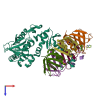 PDB entry 4m1u coloured by chain, top view.