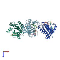 PDB entry 4m1w coloured by chain, top view.