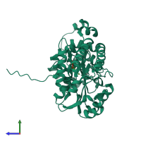 PDB entry 4m2k coloured by chain, side view.