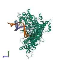 PDB entry 4m3t coloured by chain, side view.