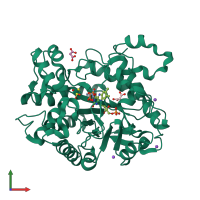 PDB entry 4m5p coloured by chain, front view.