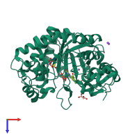 PDB entry 4m5p coloured by chain, top view.