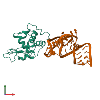 Hetero dimeric assembly 4 of PDB entry 4m6d coloured by chemically distinct molecules, front view.