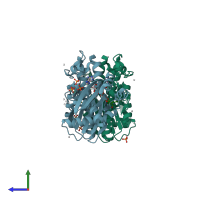 PDB entry 4m7y coloured by chain, side view.