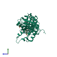 PDB entry 4m8i coloured by chain, side view.