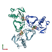 PDB entry 4m99 coloured by chain, front view.