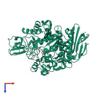 PDB entry 4maz coloured by chain, top view.