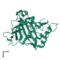 PDB entry 4mdg coloured by chain, top view.