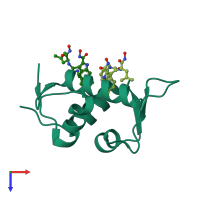 PDB entry 4mdq coloured by chain, top view.