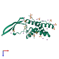 PDB entry 4mfr coloured by chain, top view.