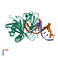 PDB entry 4mg2 coloured by chain, top view.