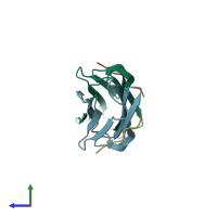 PDB entry 4mjh coloured by chain, side view.