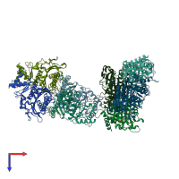 PDB entry 4mjo coloured by chain, top view.