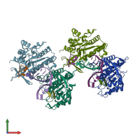 PDB entry 4mky coloured by chain, front view.