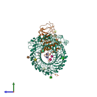 PDB entry 4mn8 coloured by chain, side view.