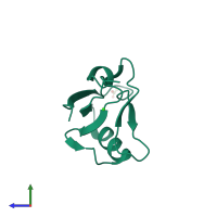 PDB entry 4mpa coloured by chain, side view.