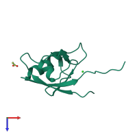 PDB entry 4mpa coloured by chain, top view.
