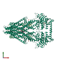 Homo dimeric assembly 1 of PDB entry 4mrs coloured by chemically distinct molecules, front view.