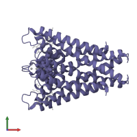 pH-gated potassium channel KcsA in PDB entry 4msw, assembly 2, front view.