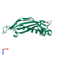 PDB entry 4mtu coloured by chain, top view.