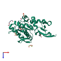 PDB entry 4muq coloured by chain, top view.