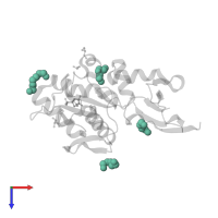 3,6,9,12,15,18,21,24,27,30,33,36,39-TRIDECAOXAHENTETRACONTANE-1,41-DIOL in PDB entry 4muq, assembly 1, top view.