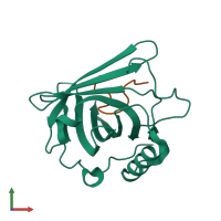 PDB entry 4mvi coloured by chain, front view.