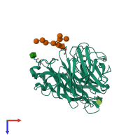 PDB entry 4mwl coloured by chain, top view.