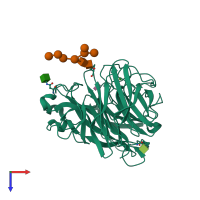 PDB entry 4mwr coloured by chain, top view.