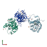 PDB entry 4mz1 coloured by chain, front view.