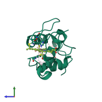 Monomeric assembly 1 of PDB entry 4n0k coloured by chemically distinct molecules, side view.