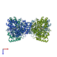 PDB entry 4n0w coloured by chain, top view.