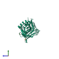 PDB entry 4n3g coloured by chain, side view.