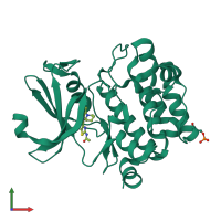 Monomeric assembly 1 of PDB entry 4n6y coloured by chemically distinct molecules, front view.