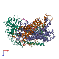 PDB entry 4n7k coloured by chain, top view.