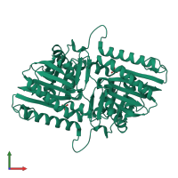 Homo dimeric assembly 1 of PDB entry 4n81 coloured by chemically distinct molecules, front view.