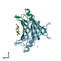 PDB entry 4n86 coloured by chain, side view.