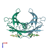 PDB entry 4n86 coloured by chain, top view.