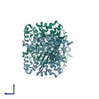 PDB entry 4n8h coloured by chain, side view.