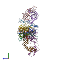 PDB entry 4n90 coloured by chain, side view.