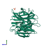 Monomeric assembly 1 of PDB entry 4nc5 coloured by chemically distinct molecules, side view.