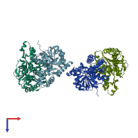 PDB entry 4nd5 coloured by chain, top view.