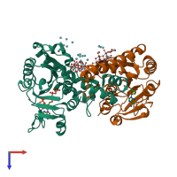 PDB entry 4ndp coloured by chain, top view.