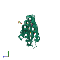 PDB entry 4nez coloured by chain, side view.