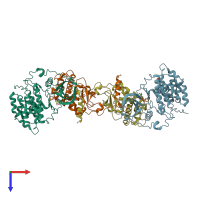 PDB entry 4nh1 coloured by chain, top view.